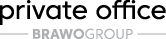 Logo der BRAWO Group mit dem Schriftzug "private office" darüber.