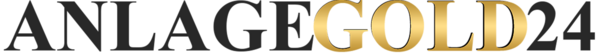 Das Bild zeigt ein Logo mit dem Text "ANLAGEGOLD24", wobei das Wort "GOLD" in goldener Farbe hervorgehoben ist.