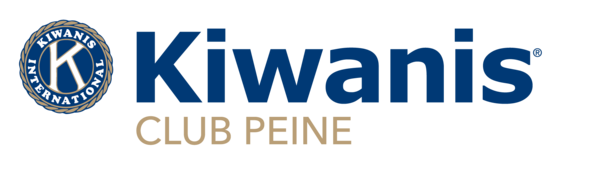 Das Bild zeigt das Logo des Kiwanis Club Peine mit blauem Kreis und weißem K, Text "Kiwanis International" und Schriftzug "Kiwanis Club Peine".