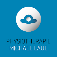 Logo von Physiotherapie Michael Laue mit Symbol über dem Text.