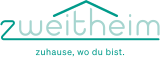 Logo von Zweitheim mit Dach über dem Schriftzug und dem Slogan darunter.